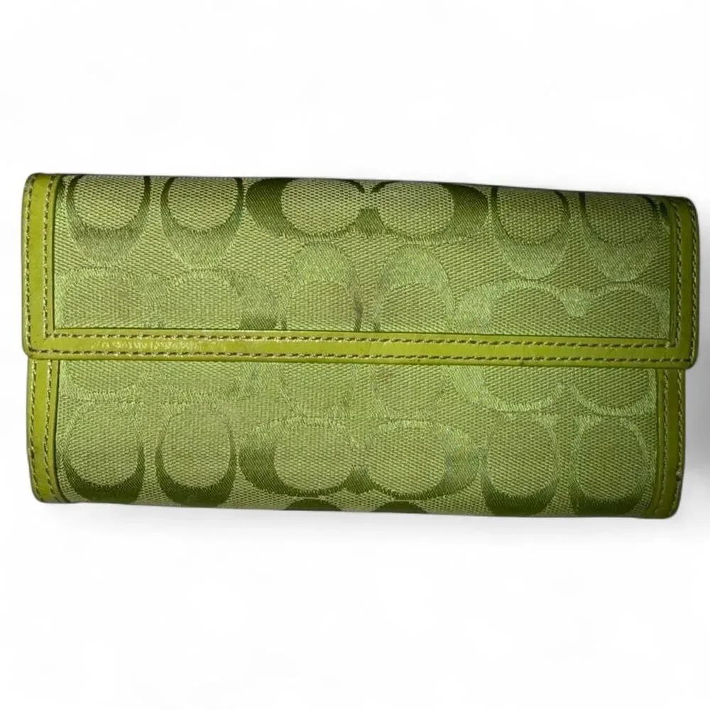 Coach Lime Green Signature Turnlock wallet rare vintage y2k